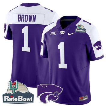 Personalized Kansas State Wildcats 2026 Rate Bowl Patch Vapor Limited Jersey - Purple Alternate / Jayce Brown Stitched
