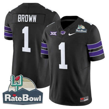 Personalized Kansas State Wildcats 2026 Rate Bowl Patch Vapor Limited Jersey - Black / Jayce Brown Stitched