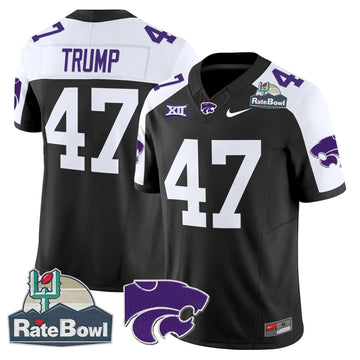 Personalized Kansas State Wildcats 2026 Rate Bowl Patch Vapor Limited Jersey - Black Alternate / Trump Stitched
