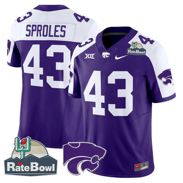 Personalized Kansas State Wildcats 2026 Rate Bowl Patch Vapor Limited Jersey - Purple Alternate / Darren Sproles Stitched
