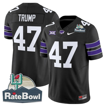 Personalized Kansas State Wildcats 2026 Rate Bowl Patch Vapor Limited Jersey - Black / Trump Stitched