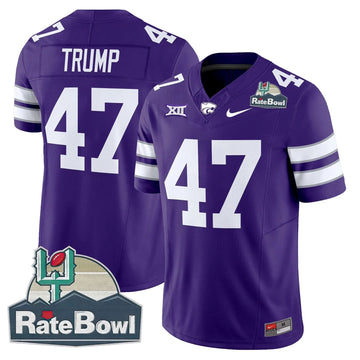 Personalized Kansas State Wildcats 2026 Rate Bowl Patch Vapor Limited Jersey - Purple / Trump Stitched
