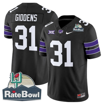 Personalized Kansas State Wildcats 2026 Rate Bowl Patch Vapor Limited Jersey - Black / DJ Giddens Stitched