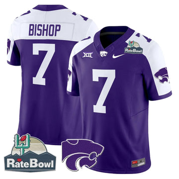 Personalized Kansas State Wildcats 2026 Rate Bowl Patch Vapor Limited Jersey - Purple Alternate / Michael Bishop Stitched