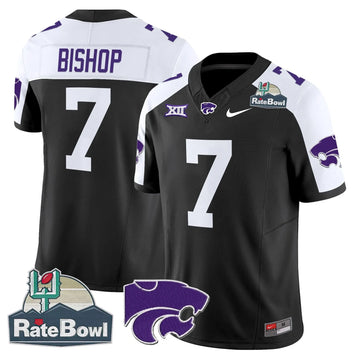 Personalized Kansas State Wildcats 2026 Rate Bowl Patch Vapor Limited Jersey - Black Alternate / Michael Bishop Stitched