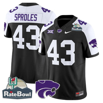 Personalized Kansas State Wildcats 2026 Rate Bowl Patch Vapor Limited Jersey - Black Alternate / Darren Sproles Stitched