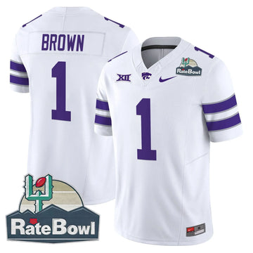 Personalized Kansas State Wildcats 2026 Rate Bowl Patch Vapor Limited Jersey - White / Jayce Brown Stitched