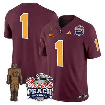 Personalized SD Pat Tillman & Peach Bowl Patch Vapor Limited Jersey - Maroon / #1 Team Stitched