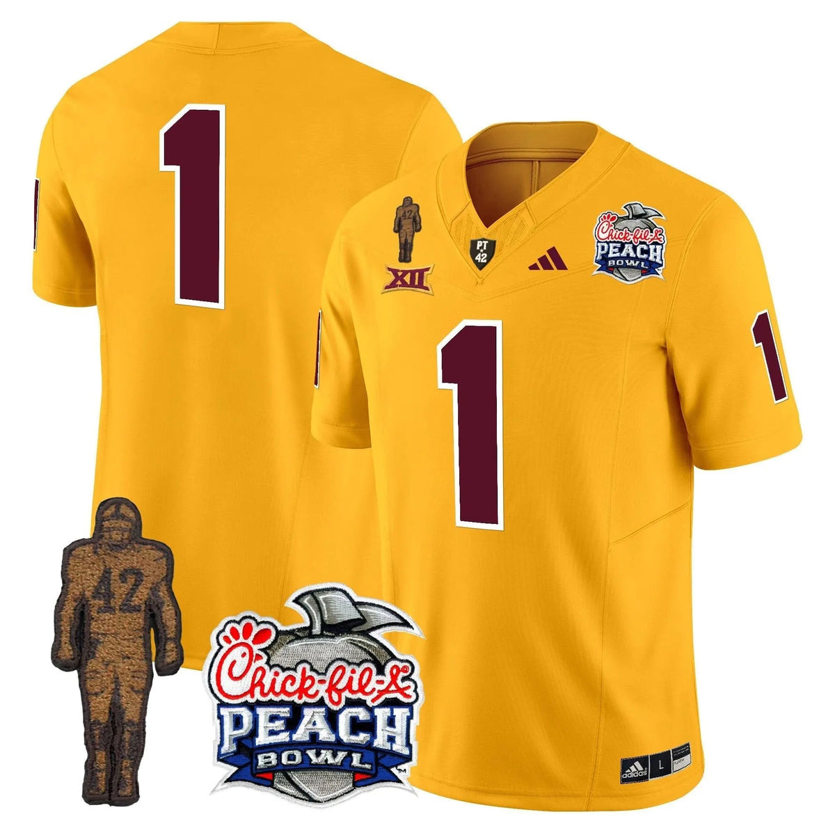 Personalized SD Pat Tillman & Peach Bowl Patch Vapor Limited Jersey - Gold / #1 Team Stitched