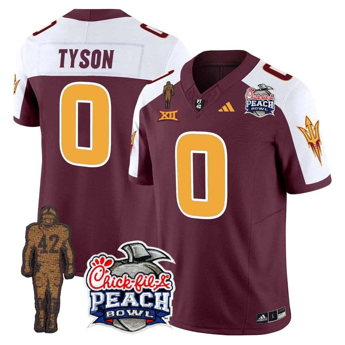 Personalized SD Pat Tillman & Peach Bowl Patch Vapor Limited Jersey - Maroon Alternate / Jordyn Tyson Stitched