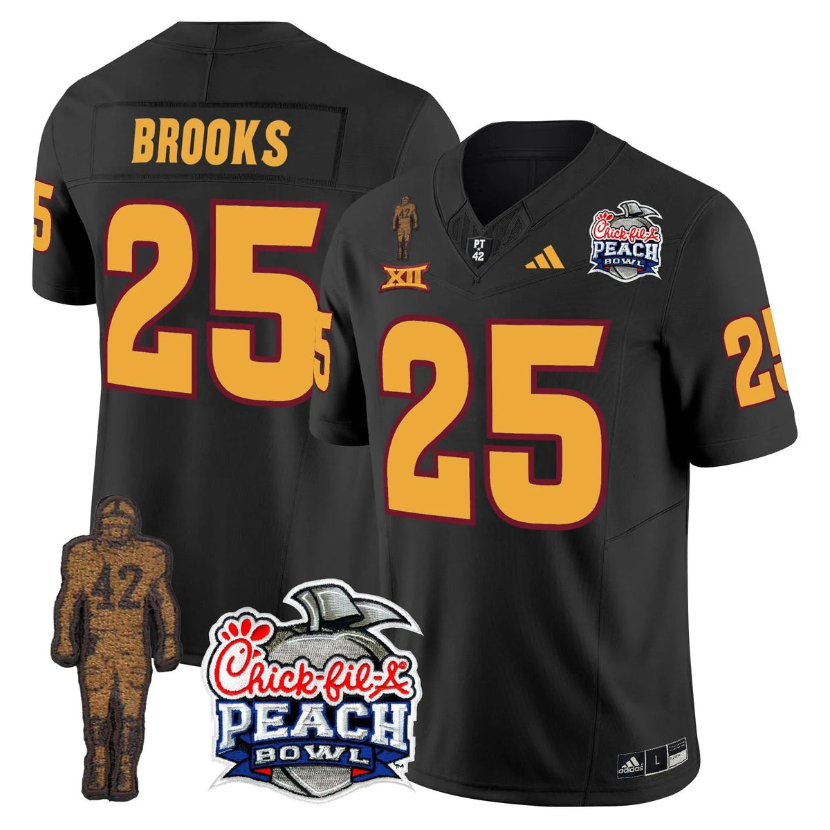 Personalized SD Pat Tillman & Peach Bowl Patch Vapor Limited Jersey - Black / DeCarlos Brooks Stitched