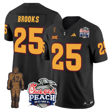 Personalized SD Pat Tillman & Peach Bowl Patch Vapor Limited Jersey - Black / DeCarlos Brooks Stitched