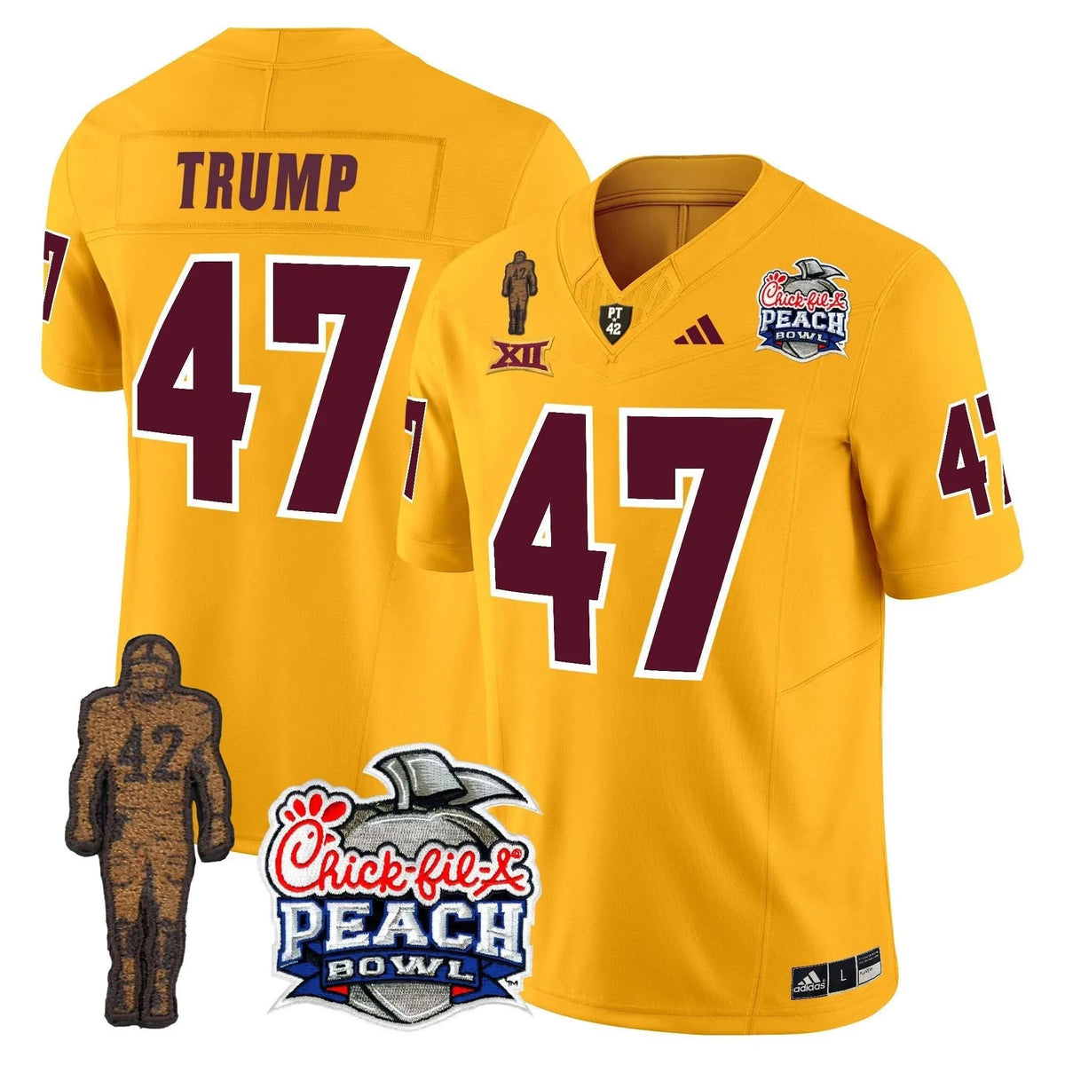 Personalized SD Pat Tillman & Peach Bowl Patch Vapor Limited Jersey - Gold / Trump Stitched