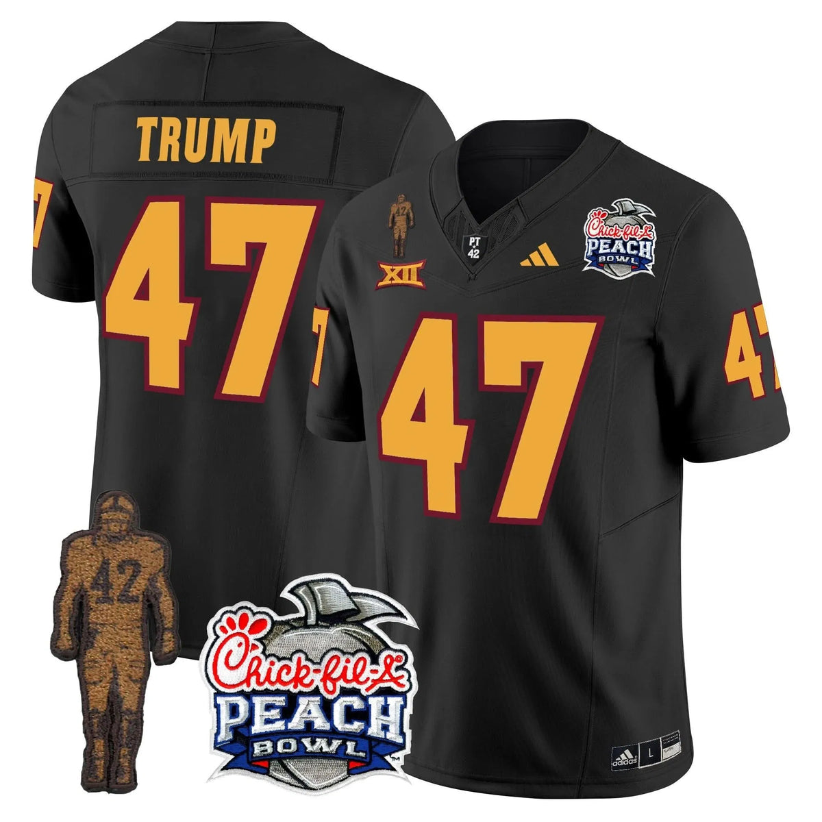 Personalized SD Pat Tillman & Peach Bowl Patch Vapor Limited Jersey - Black / Trump Stitched
