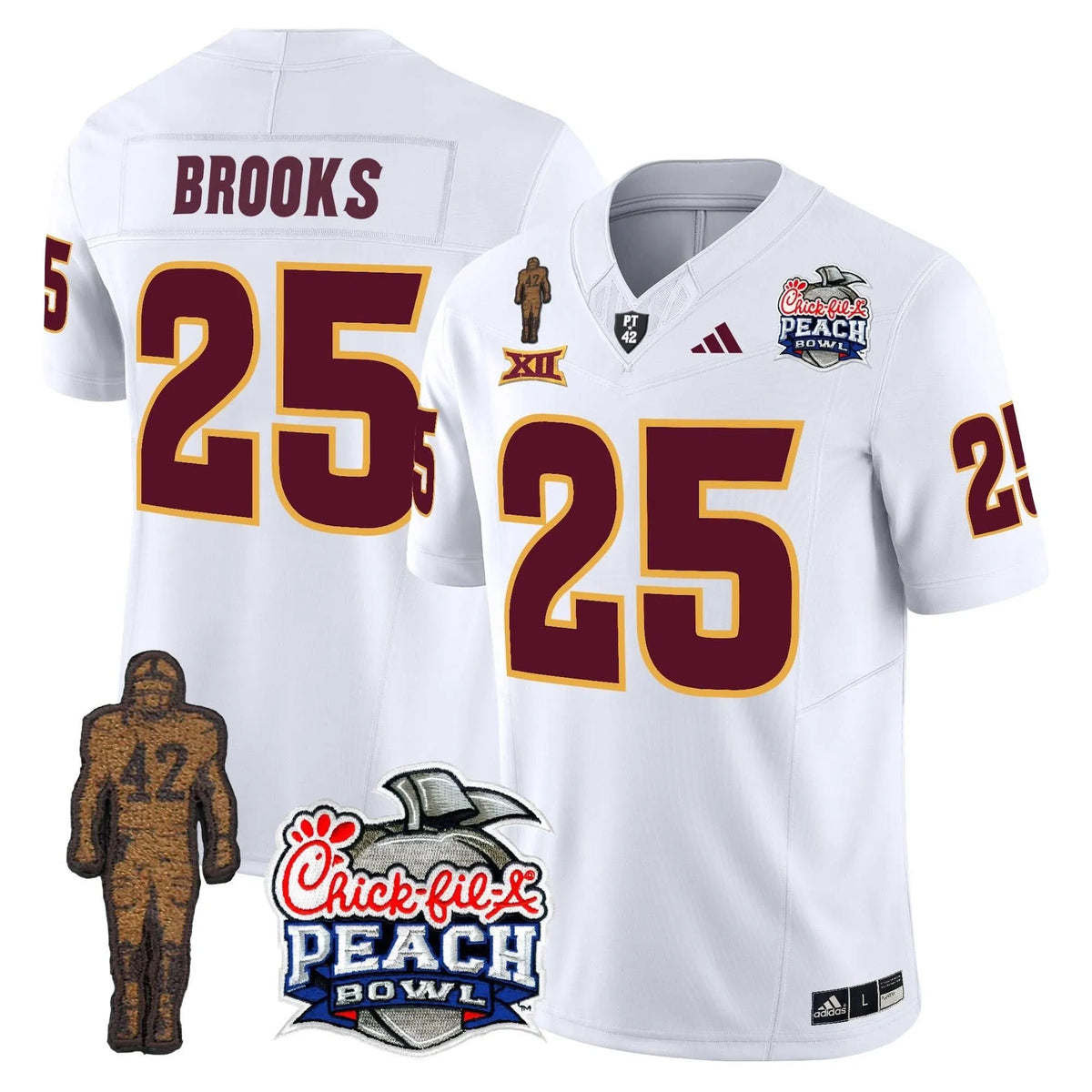 Personalized SD Pat Tillman & Peach Bowl Patch Vapor Limited Jersey - White / DeCarlos Brooks Stitched