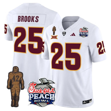 Personalized SD Pat Tillman & Peach Bowl Patch Vapor Limited Jersey - White / DeCarlos Brooks Stitched