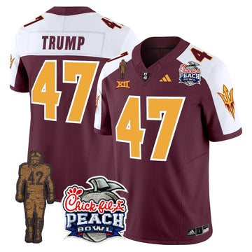 Personalized SD Pat Tillman & Peach Bowl Patch Vapor Limited Jersey - Maroon Alternate / Trump Stitched