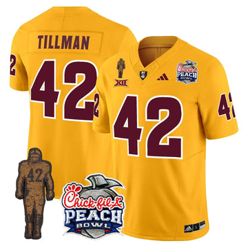 Personalized SD Pat Tillman & Peach Bowl Patch Vapor Limited Jersey - Gold / Pat Tillman Stitched