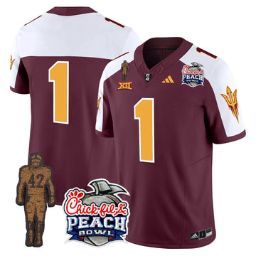 Personalized SD Pat Tillman & Peach Bowl Patch Vapor Limited Jersey - Maroon Alternate / #1 Team Stitched