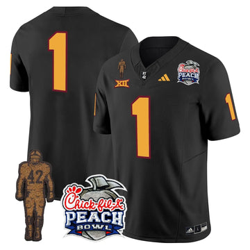 Personalized SD Pat Tillman & Peach Bowl Patch Vapor Limited Jersey - Black / #1 Team Stitched