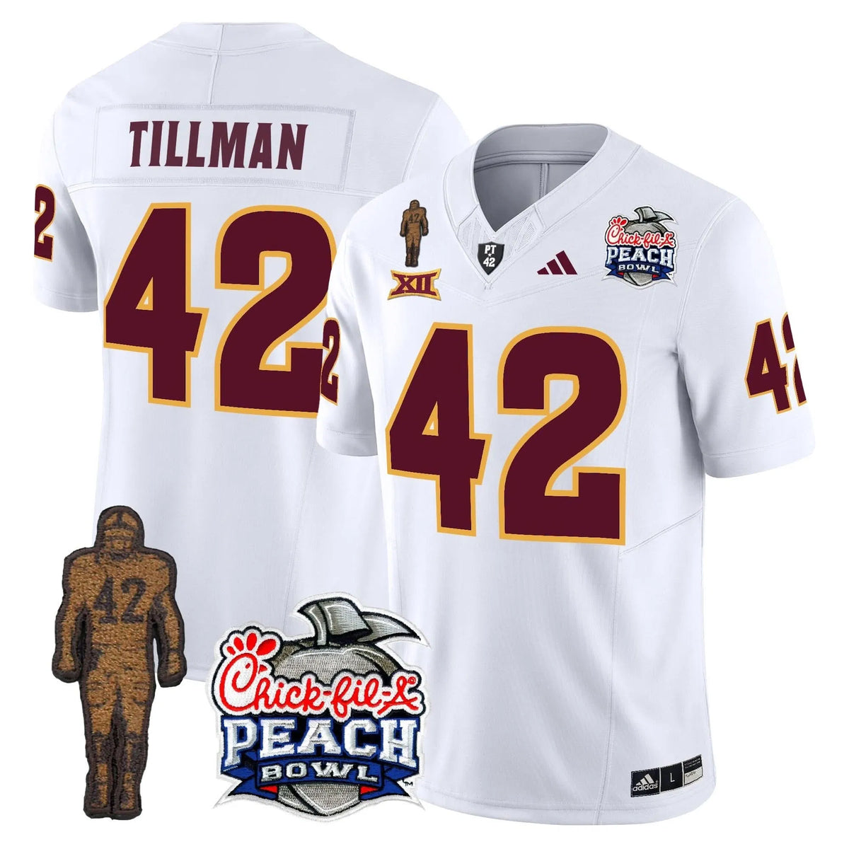 Personalized SD Pat Tillman & Peach Bowl Patch Vapor Limited Jersey - White / Pat Tillman Stitched