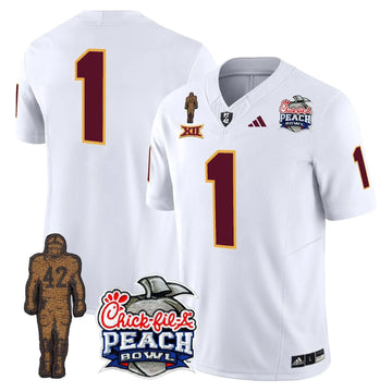 Personalized SD Pat Tillman & Peach Bowl Patch Vapor Limited Jersey - White / #1 Team Stitched