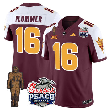 Personalized SD Pat Tillman & Peach Bowl Patch Vapor Limited Jersey - Maroon Alternate / Jake Plummer Stitched