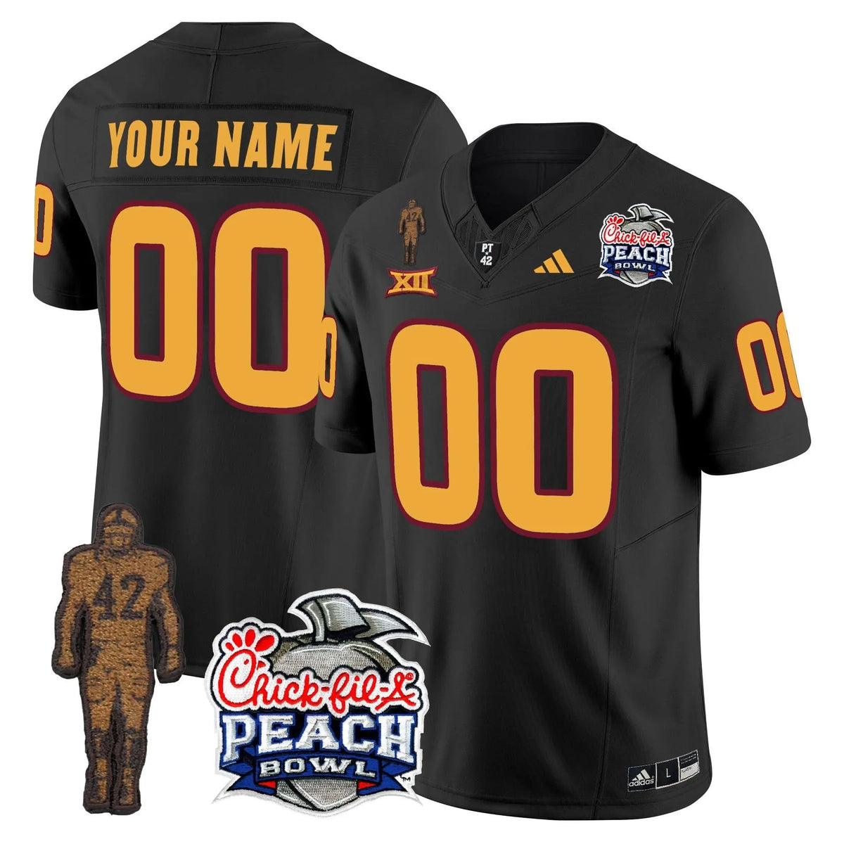 Personalized SD Pat Tillman & Peach Bowl Patch Vapor Limited Custom Jersey - Black Stitched