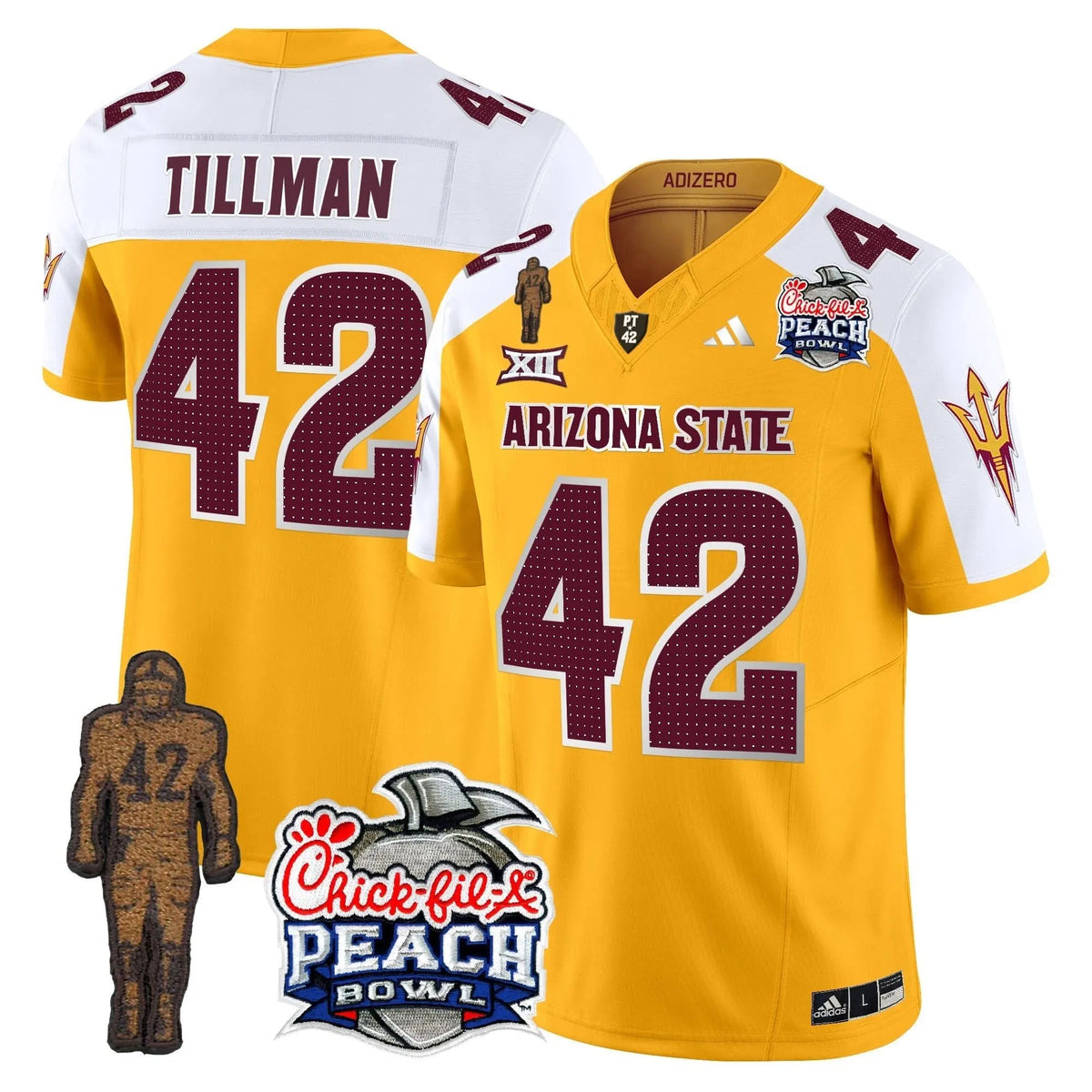 Personalized SD Pat Tillman & Peach Bowl Patch Vapor Limited Jersey V2 - Gold Alternate / Pat Tillman Stitched