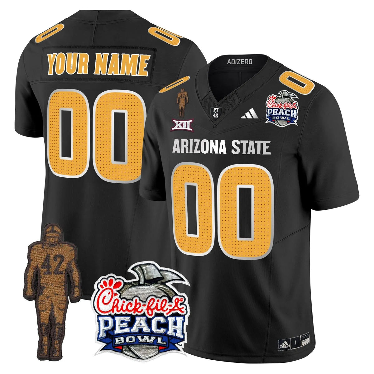 Personalized SD Pat Tillman & Peach Bowl Patch Vapor Limited Custom Jersey V2 - Black Stitched