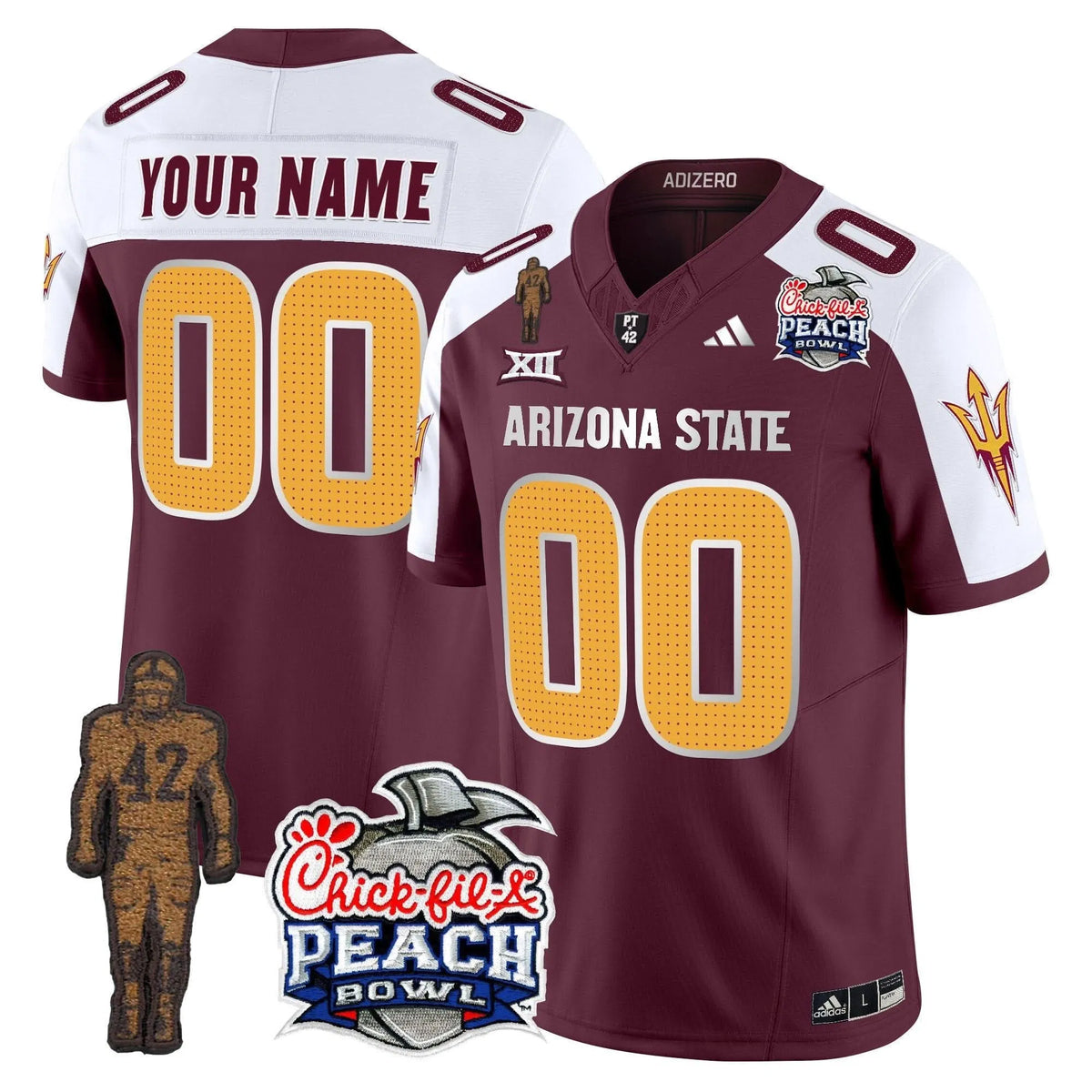 Personalized SD Pat Tillman & Peach Bowl Patch Vapor Limited Custom Jersey V2 - Maroon Alternate Stitched