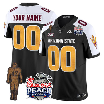 Personalized SD Pat Tillman & Peach Bowl Patch Vapor Limited Custom Jersey V2 - Black Alternate Stitched