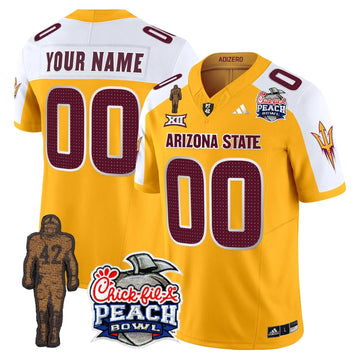 Personalized SD Pat Tillman & Peach Bowl Patch Vapor Limited Custom Jersey V2 - Gold Alternate Stitched