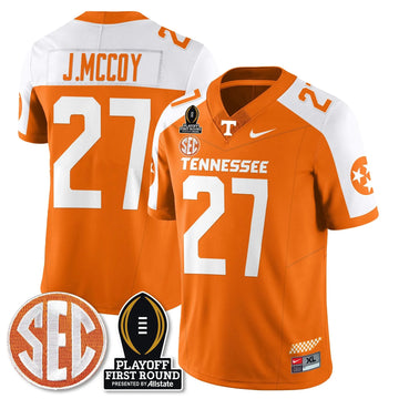 Personalized TV Football Jersey - Playoff First Round Patch - Jermod McCoy / Orange Alternate Stitched