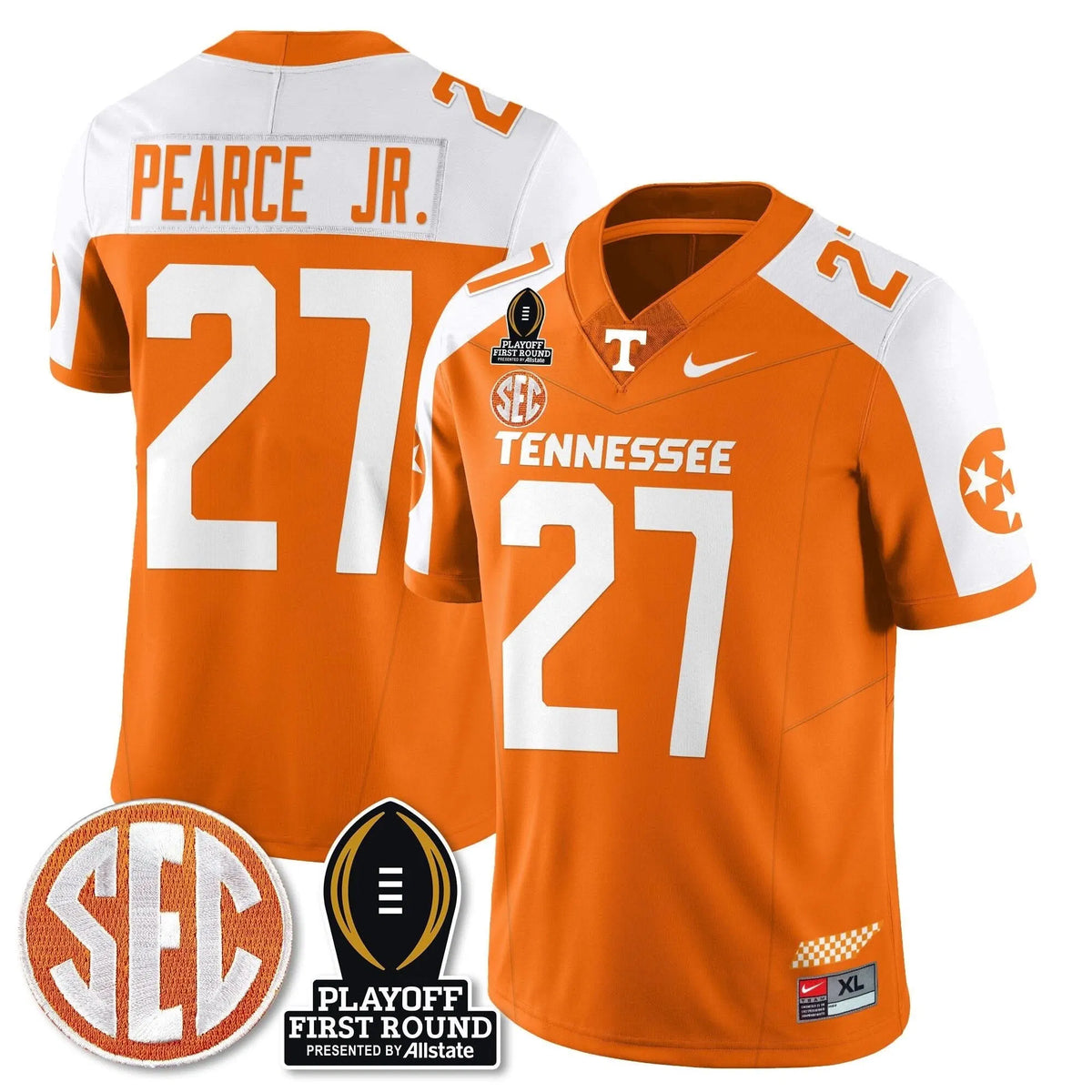 Personalized TV Football Jersey - Playoff First Round Patch - James Pearce Jr. / Orange Alternate Stitched