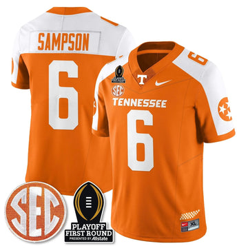 Personalized TV Football Jersey - Playoff First Round Patch - Dylan Sampson / Orange Alternate Stitched