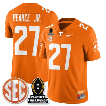 Personalized TV Football Jersey - Playoff First Round Patch - James Pearce Jr. / Orange Stitched