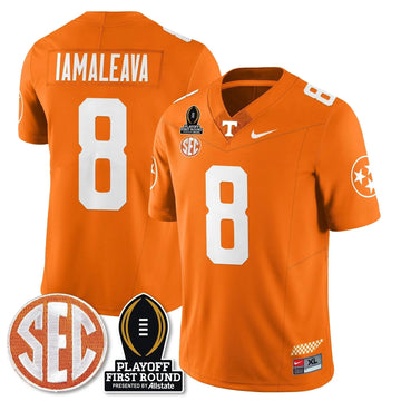 Personalized TV Football Jersey - Playoff First Round Patch - Nico Iamaleava / Orange Stitched