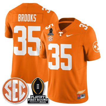 Personalized TV Football Jersey - Playoff First Round Patch - Will Brooks / Orange Stitched