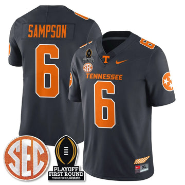 Personalized TV Football Jersey - Playoff First Round Patch - Dylan Sampson / Smokey Grey Stitched