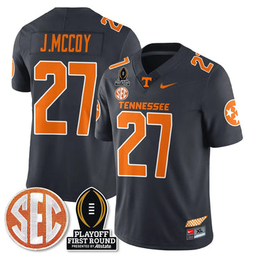 Personalized TV Football Jersey - Playoff First Round Patch - Jermod McCoy / Smokey Grey Stitched