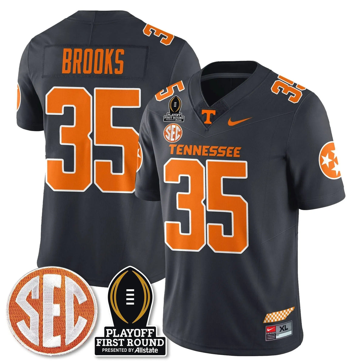 Personalized TV Football Jersey - Playoff First Round Patch - Will Brooks / Smokey Grey Stitched