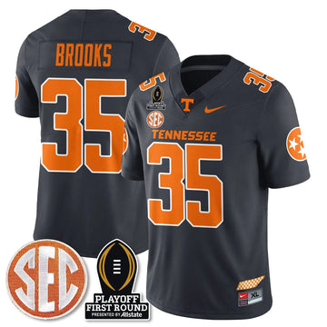 Personalized TV Football Jersey - Playoff First Round Patch - Will Brooks / Smokey Grey Stitched