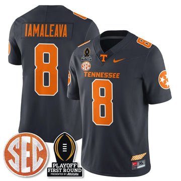 Personalized TV Football Jersey - Playoff First Round Patch - Nico Iamaleava / Smokey Grey Stitched