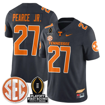 Personalized TV Football Jersey - Playoff First Round Patch - James Pearce Jr. / Smokey Grey Stitched