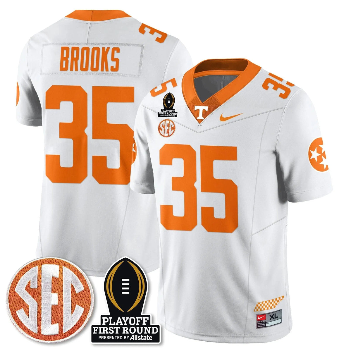 Personalized TV Football Jersey - Playoff First Round Patch - Will Brooks / White Stitched