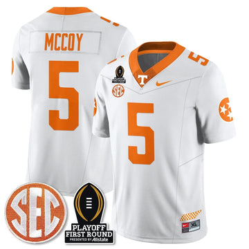 Personalized TV Football Jersey - Playoff First Round Patch - Bru McCoy / White Stitched