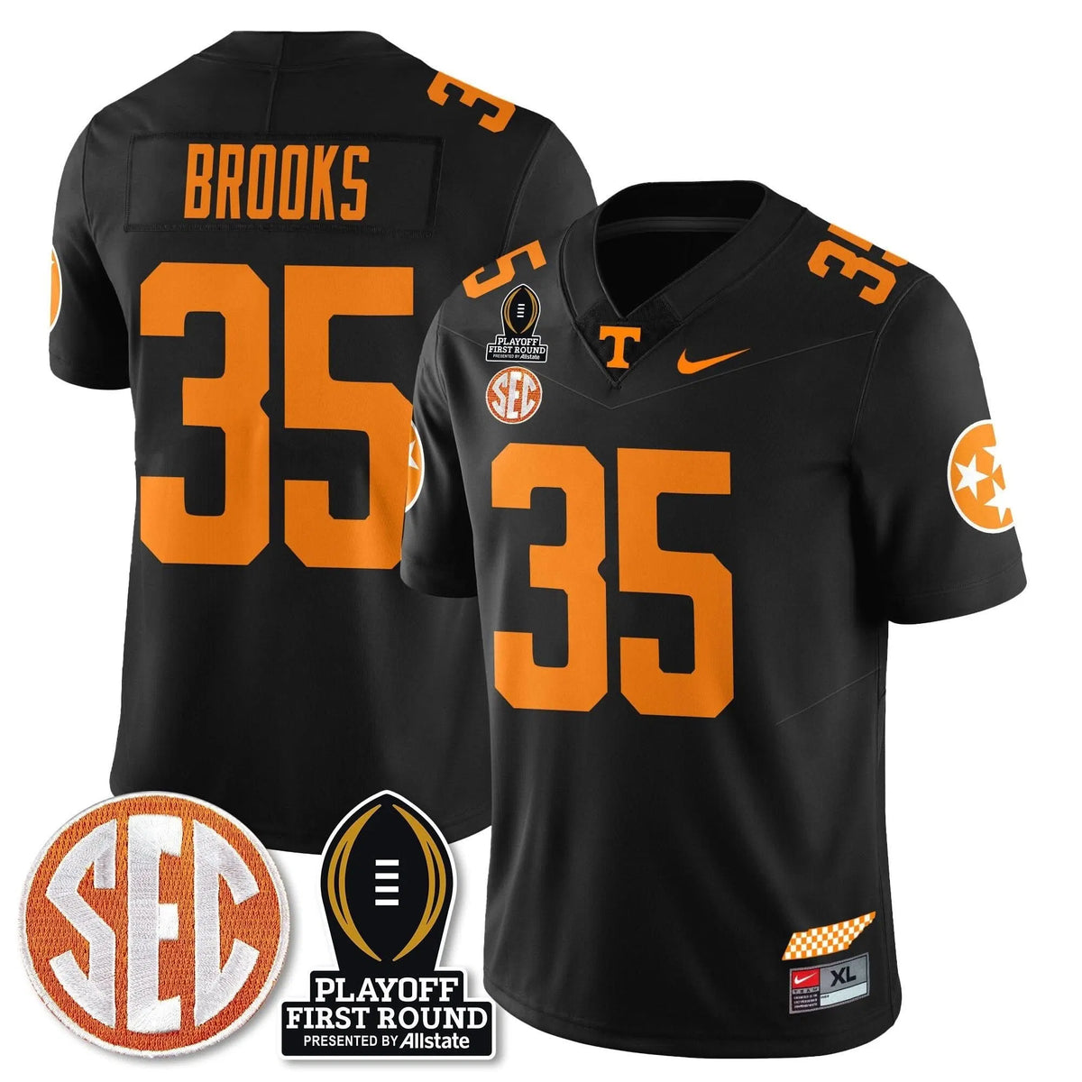 Personalized TV Football Jersey - Playoff First Round Patch - Will Brooks / Black Stitched