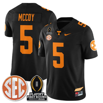 Personalized TV Football Jersey - Playoff First Round Patch - Bru McCoy / Black Stitched