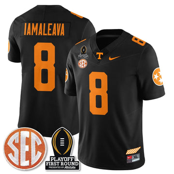 Personalized TV Football Jersey - Playoff First Round Patch - Nico Iamaleava / Black Stitched